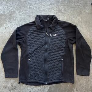 New Balance Black Hybrid Quilted Tech Fleece Jacket Full Zip Men's Size